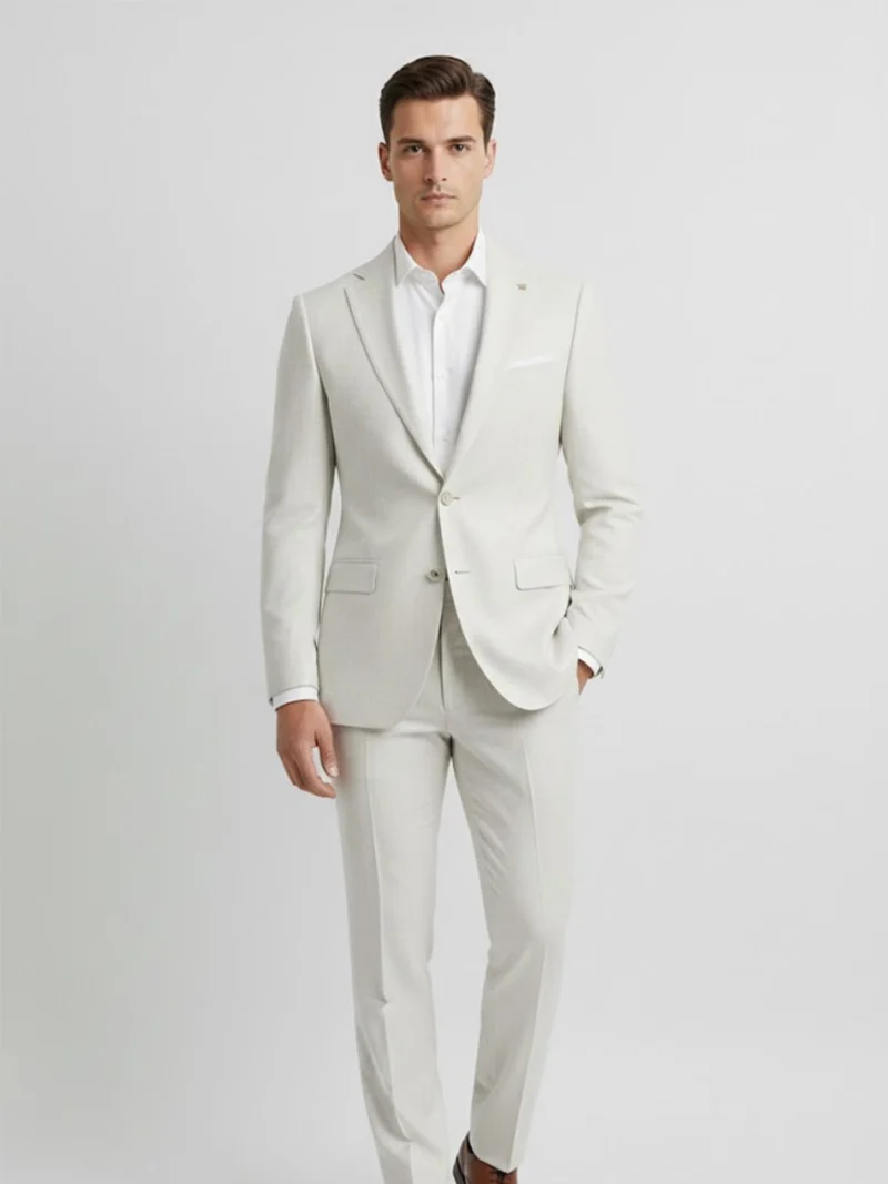 SuitsHeritage Men’s Solid Light Grey Linen Blazer Front