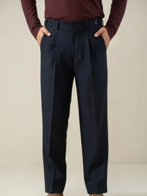 SuitsHeritage Men’s Solid Navy Regular Fit Pant1