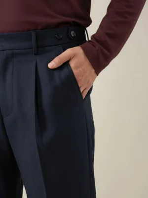 SuitsHeritage Men’s Solid Navy Regular Fit Pant3