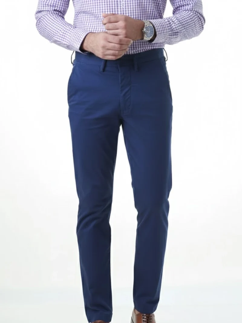 SuitsHeritage Men’s Solid Navy Slim Fit Chino Pant 1
