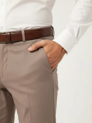 SuitsHeritage Men’s Solid Tan Regular Fit Pant4