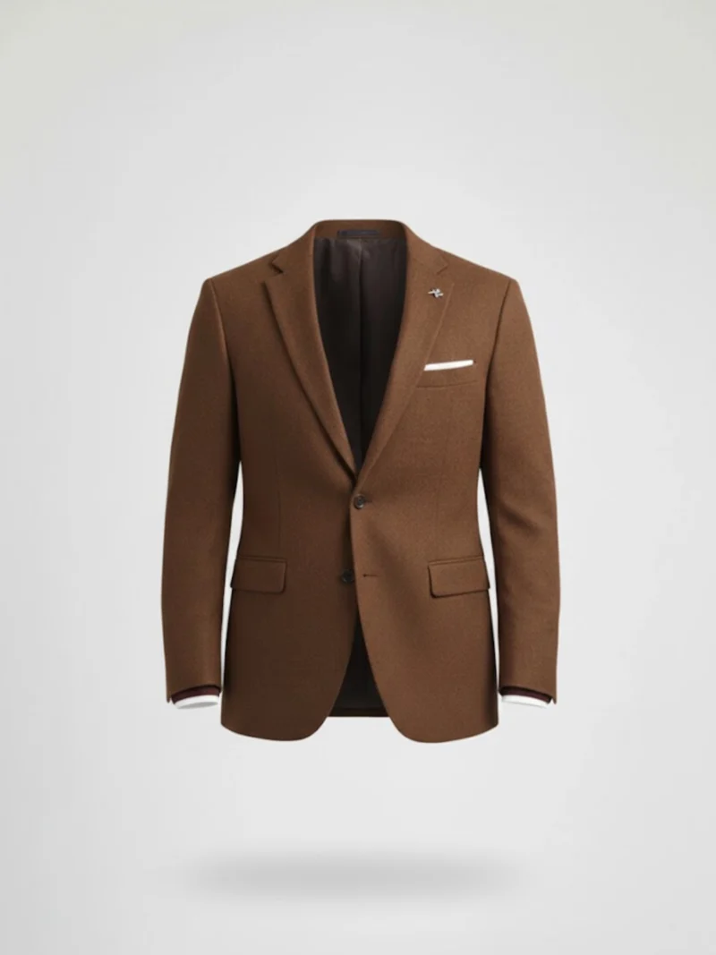 SuitsHeritage Men’s Textured Dark Brown Regular Fit Blazer Main