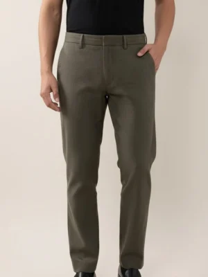 SuitsHeritage Men’s Textured Dark Olive Slim Fit Pant1