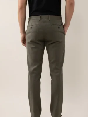 SuitsHeritage Men’s Textured Dark Olive Slim Fit Pant2