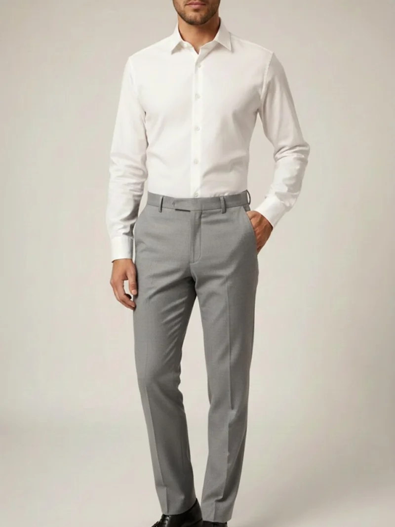 SuitsHeritage Men’s Textured Grey Relaxed Fit Pant3