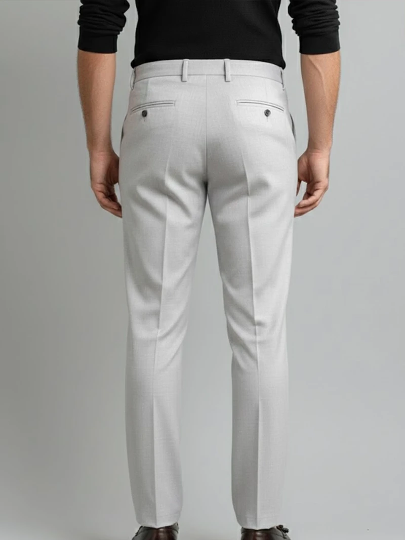 SuitsHeritage Men’s Textured Light Grey Relaxed Fit Pant 2