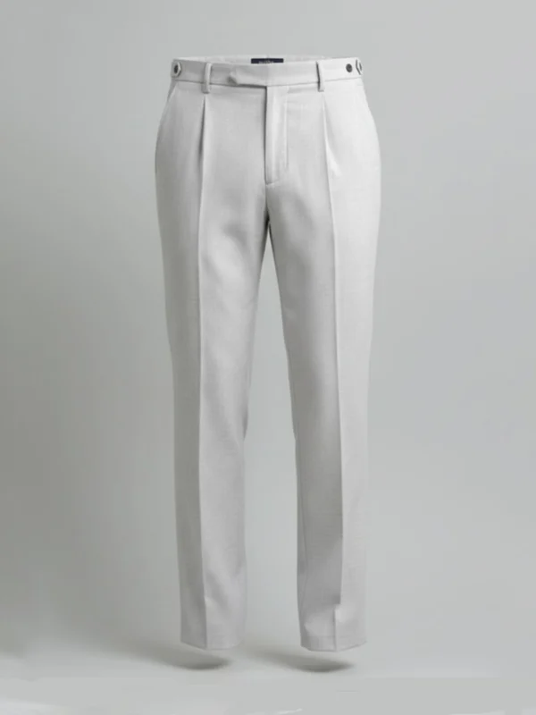 SuitsHeritage Men’s Textured Light Grey Relaxed Fit Pant Main