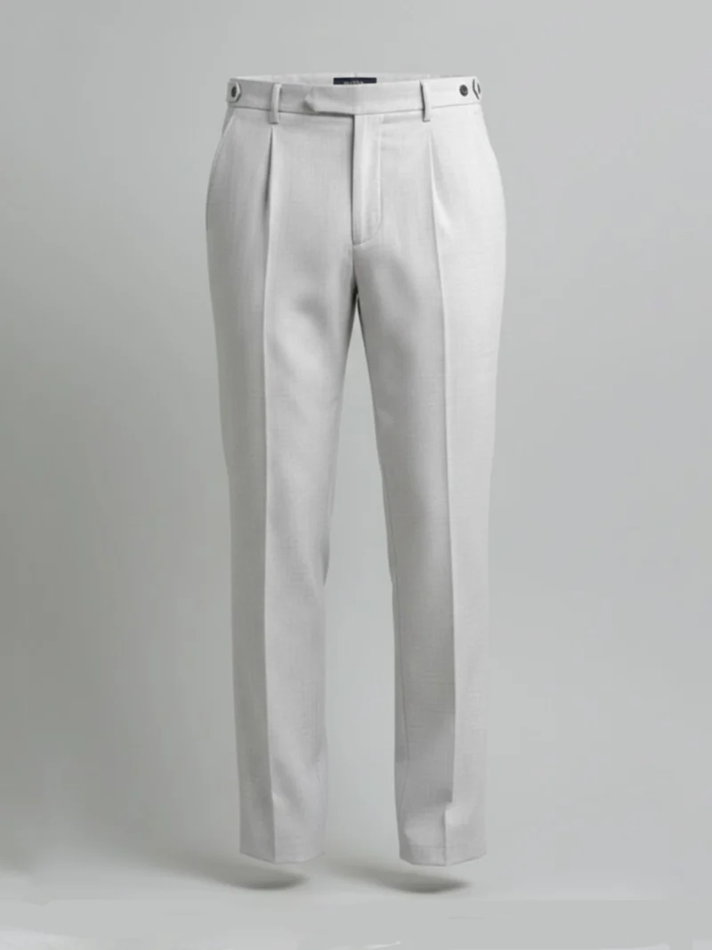 SuitsHeritage Men’s Textured Light Grey Relaxed Fit Pant Main
