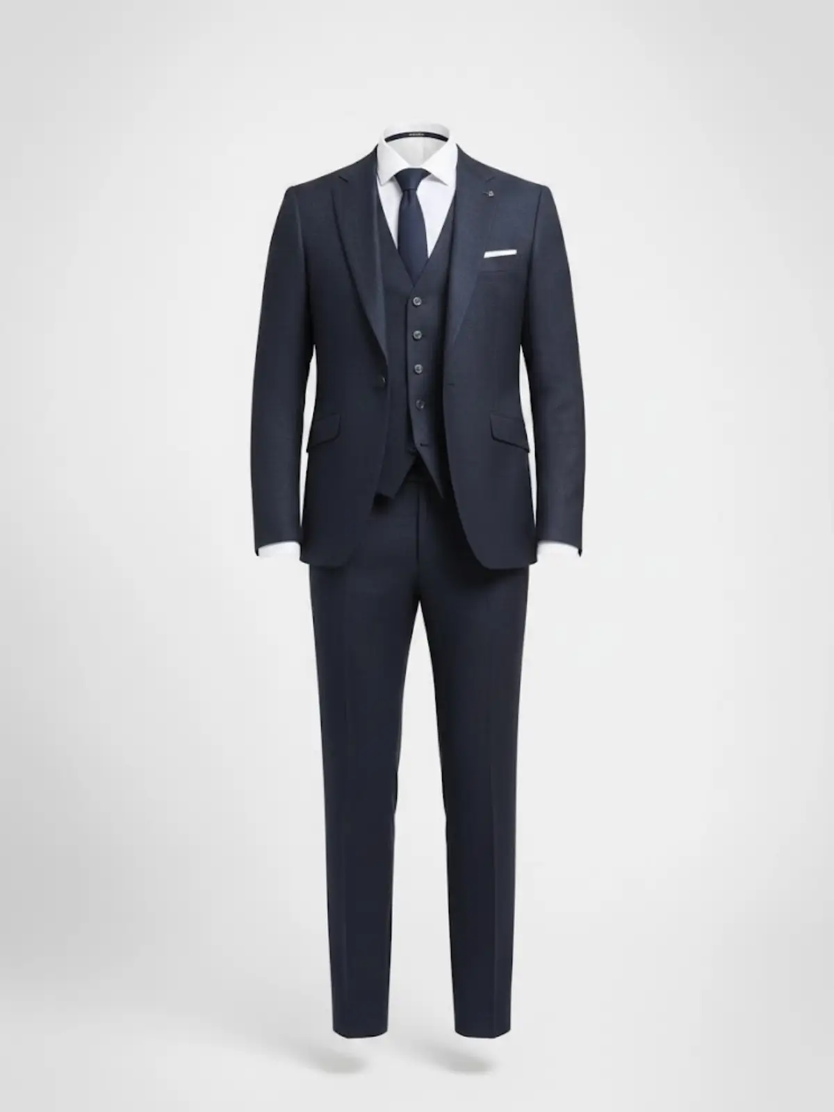 Suitsheritage Men's Check Dark Navy Regular Fit 3 Piece Suit Main