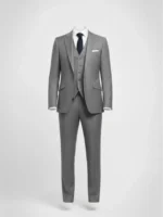 Suitsheritage Men's Check Grey Slim Fit 3 Piece Suit Main