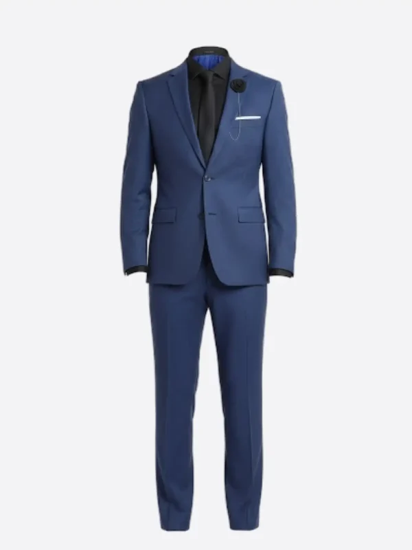 Suitsheritage Men's Solid Dark Blue Regular Fit 2 Piece Suit main