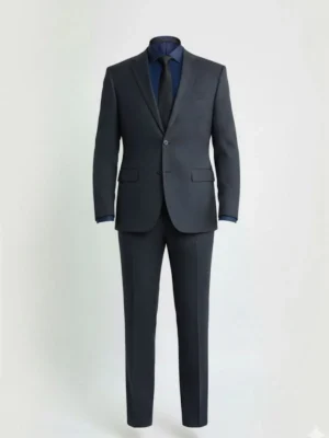 Suitsheritage Men's Solid Grey Relaxed Fit Two Piece Suit Main