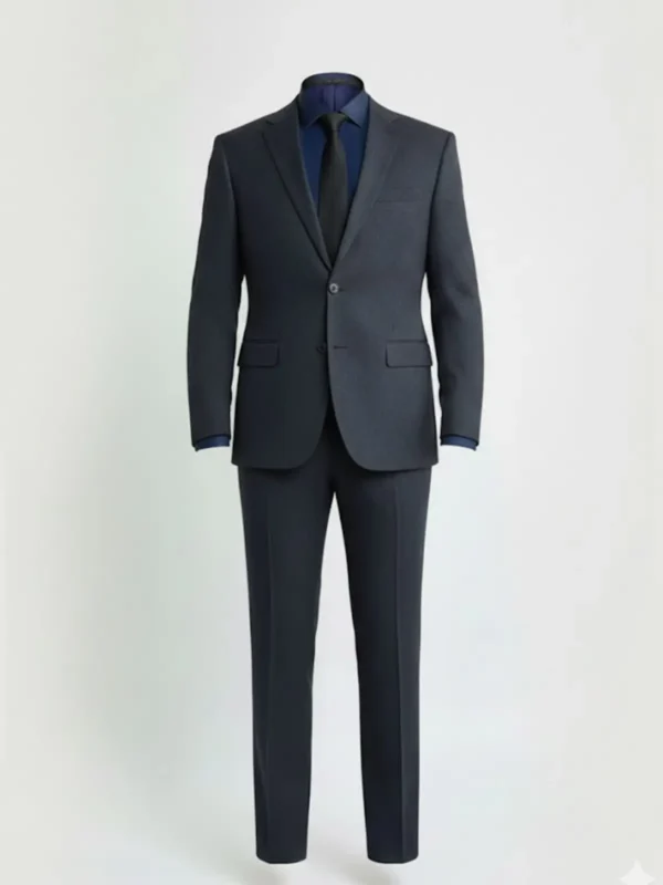 Suitsheritage Men's Solid Grey Relaxed Fit Two Piece Suit Main