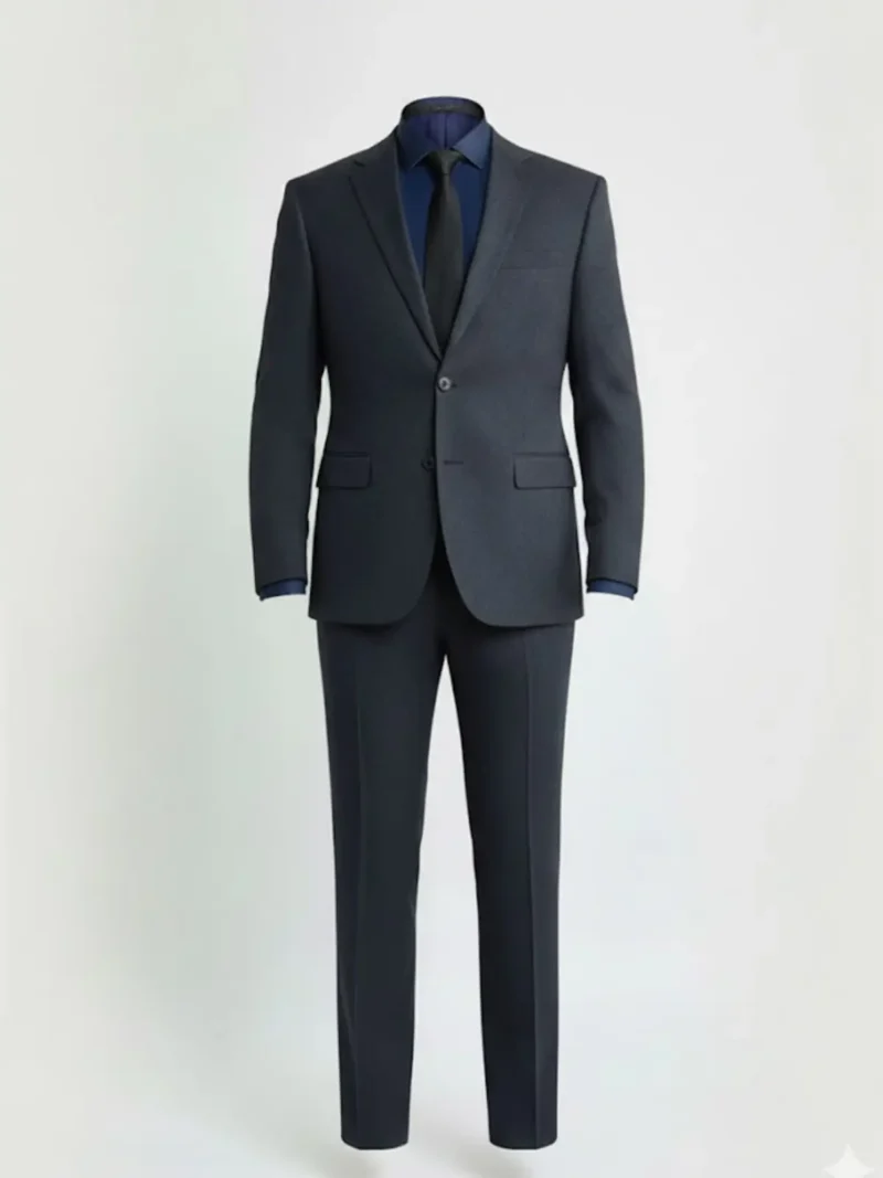 Suitsheritage Men's Solid Grey Relaxed Fit Two Piece Suit Main