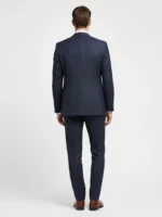 Shop The Suitsheritage Men's Check Dark Navy Regular Fit 3 Piece Suit Main back