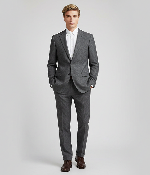 Heritage Wool Birdseye Grey Suit Front