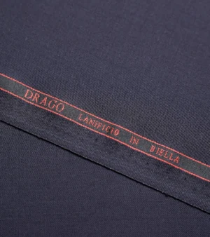 Drago Luxury Micron Super 160's Wool Fabric - Navy Four