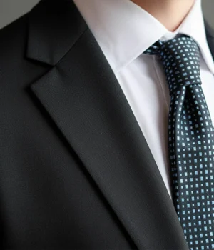 Heritage Wool Black Solid Suit Collar