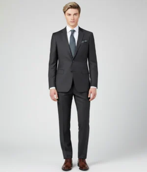 Heritage Wool Black Solid Suit Front