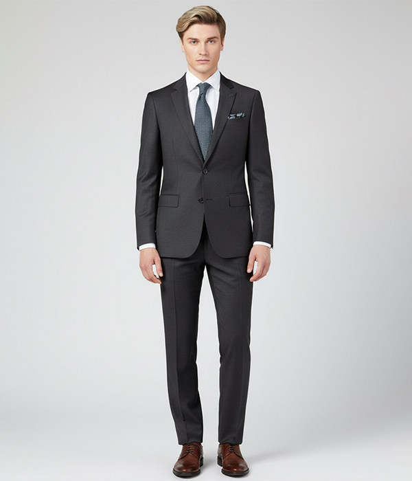 Heritage Wool Black Solid Suit Front