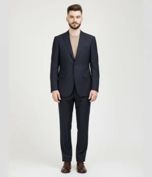 Heritage Wool Navy Pinstripe Suit Front