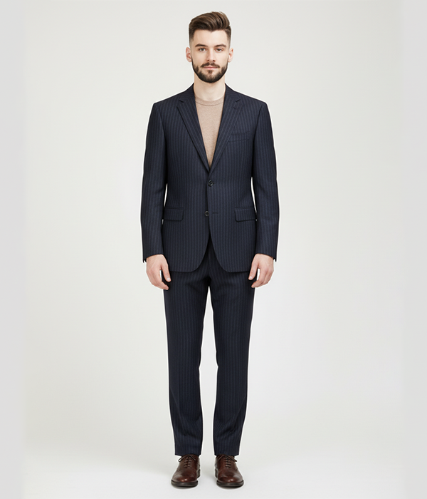 Heritage Wool Navy Pinstripe Suit Front