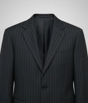 Heritage Wool Pinstripe Black Suit Collar