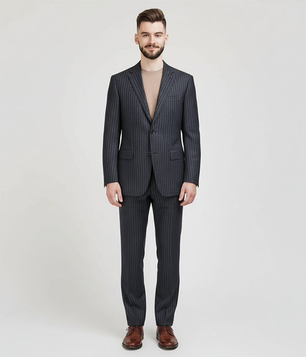 Heritage Wool Pinstripe Black Suit Front