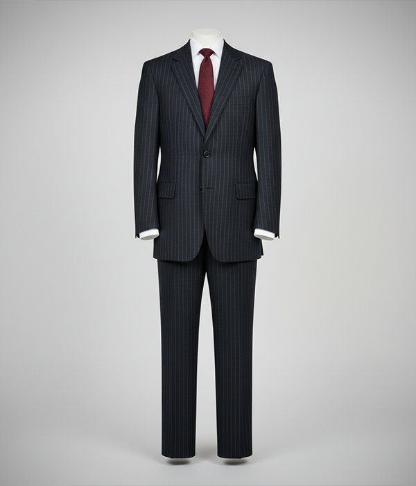 Heritage Wool Pinstripe Black Suit