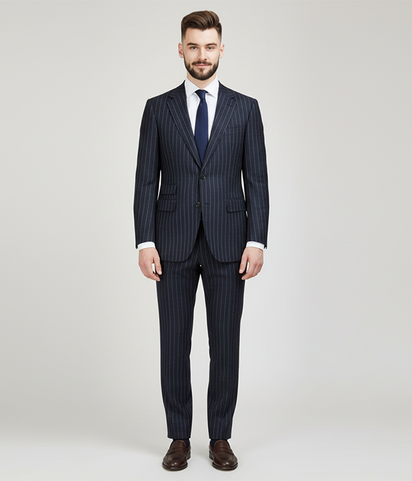 Heritage Wool Pinstripe Dark Navy Suit Front