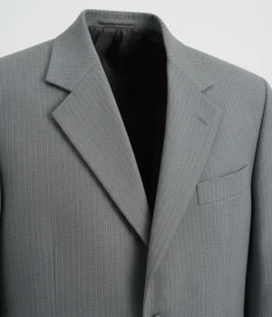 Heritage Wool Pinstripe Light Grey Suit Collar