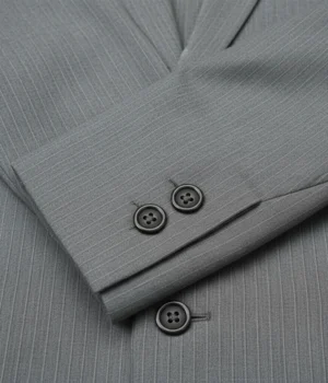 Heritage Wool Pinstripe Light Grey Suit Cuffs