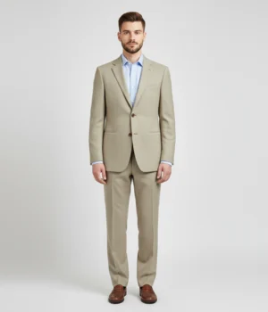 Heritage Wool Solid Beige Suit Front