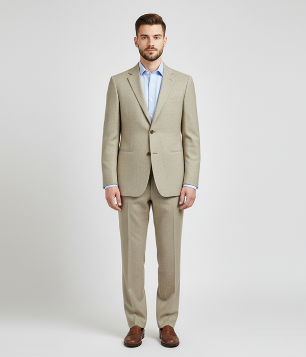 Heritage Wool Solid Beige Suit Front