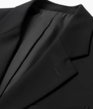 Heritage Wool Solid Black Suit Collar