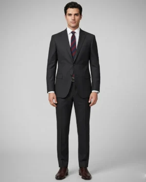 Heritage Wool Solid Black Suit Front
