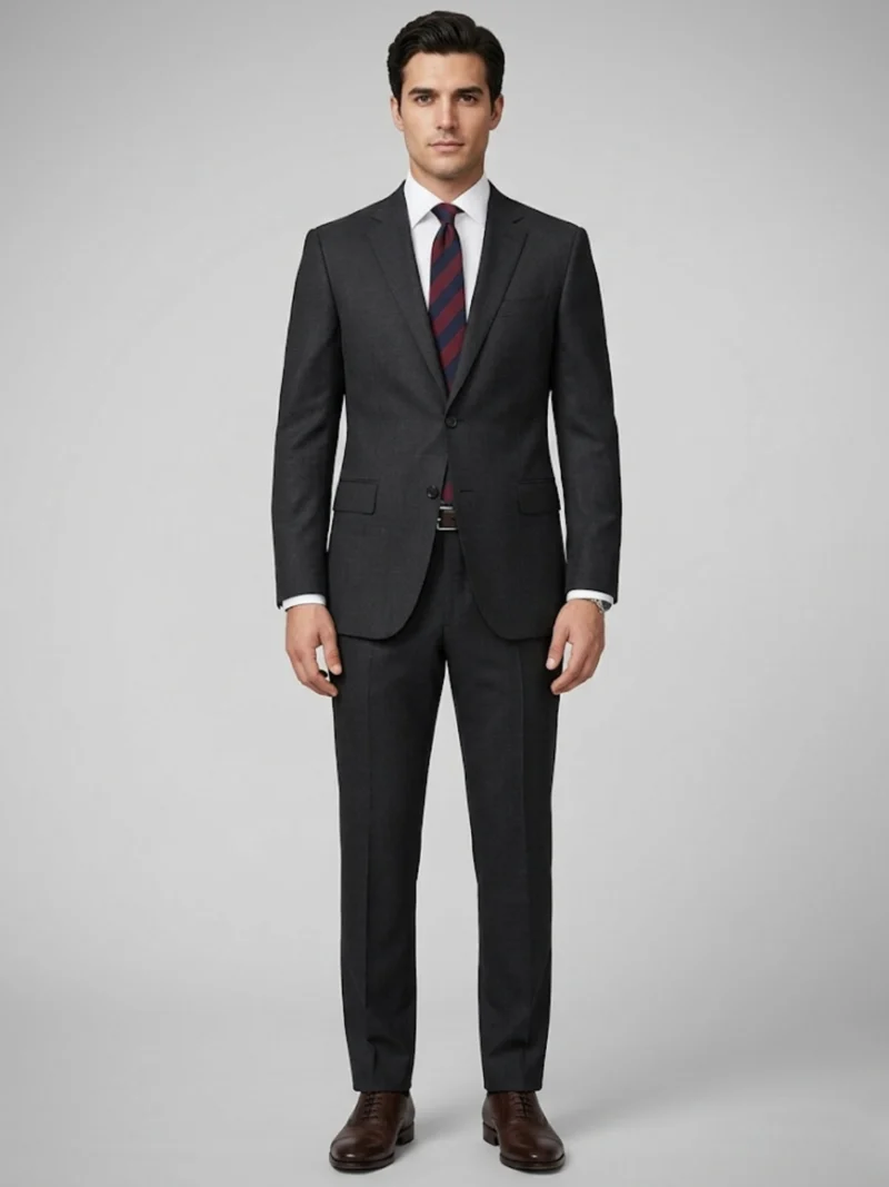 Heritage Wool Solid Black Suit Front
