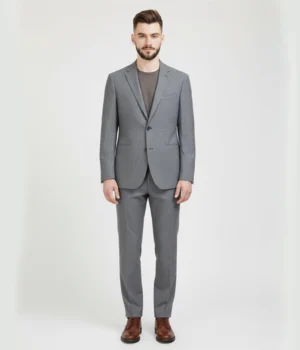Heritage Wool Solid Light Grey Suit Front