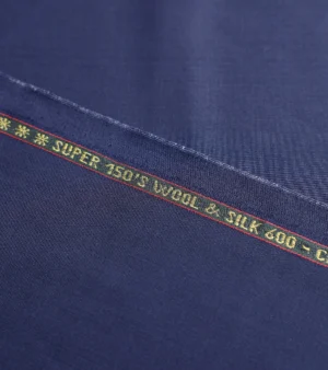 Loro Piana Lightest Super 150's Wool & Silk Fabric - Navy Blue Four