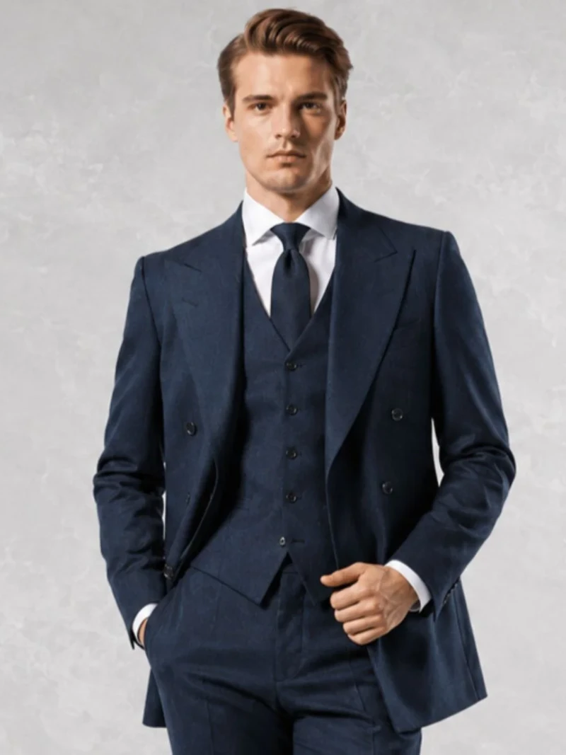 1930s French Wool Double-Breasted Three Piece Suit