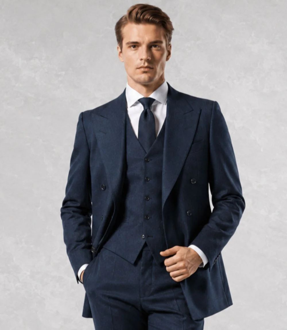 1930s French Wool Double-Breasted Three Piece Suit 1930s French Wool Double-Breasted Three Piece Suit