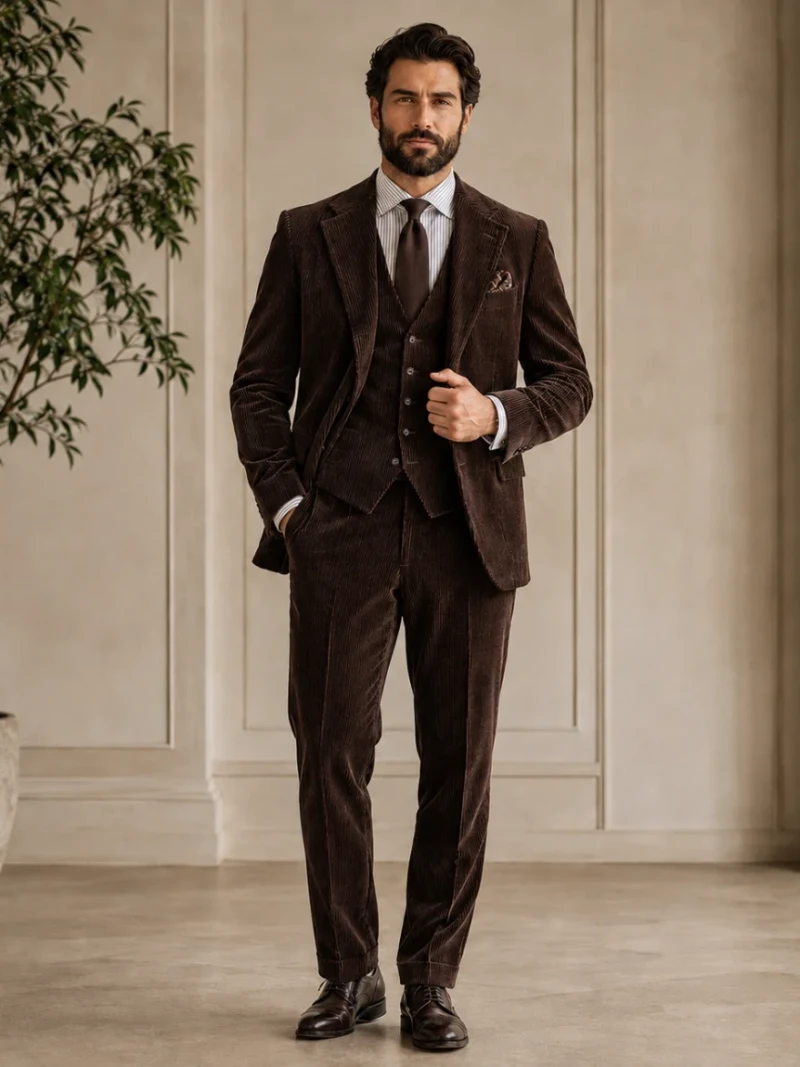 1940s Double Breasted Corduroy Suit Front