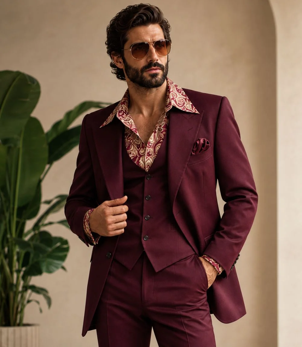 70s Vintage Retro Burgundy 3 Piece Suit 70s Vintage Retro Burgundy 3 Piece Suit
