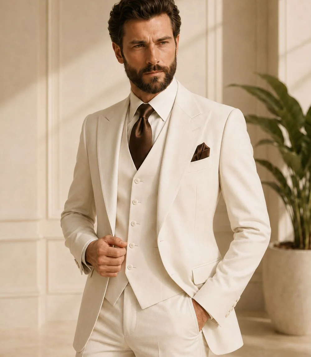 90s Vintage Style Cream 3 Piece Suit 90s Vintage Style Cream 3 Piece Suit