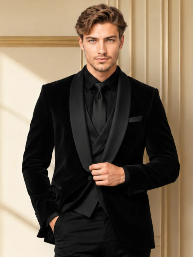 Classic Black Shawl Lapel Dinner Suit