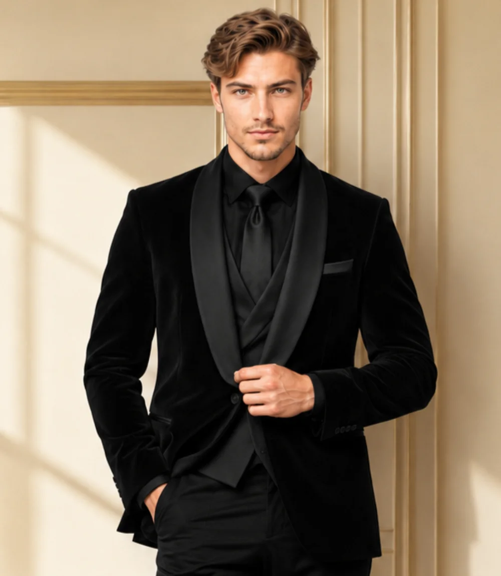 Classic Black Shawl Lapel Dinner Suit Classic Black Shawl Lapel Dinner Suit