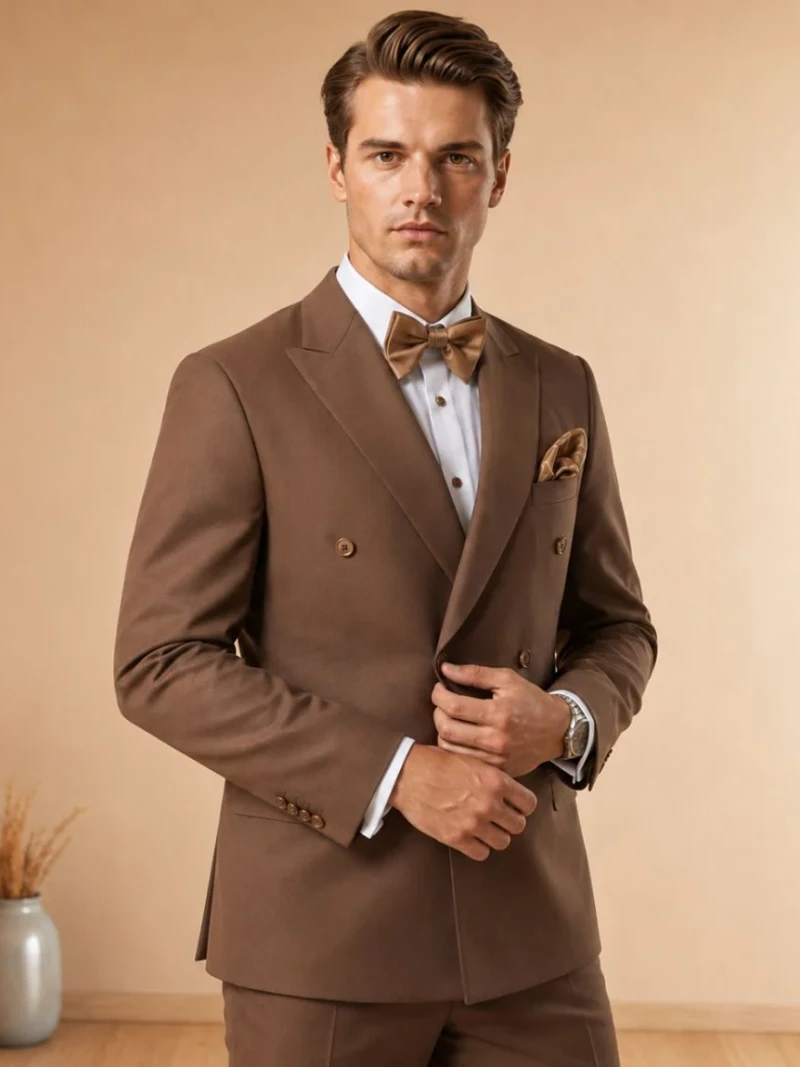 Men’s Chestnut Brown Double-Breasted Suit