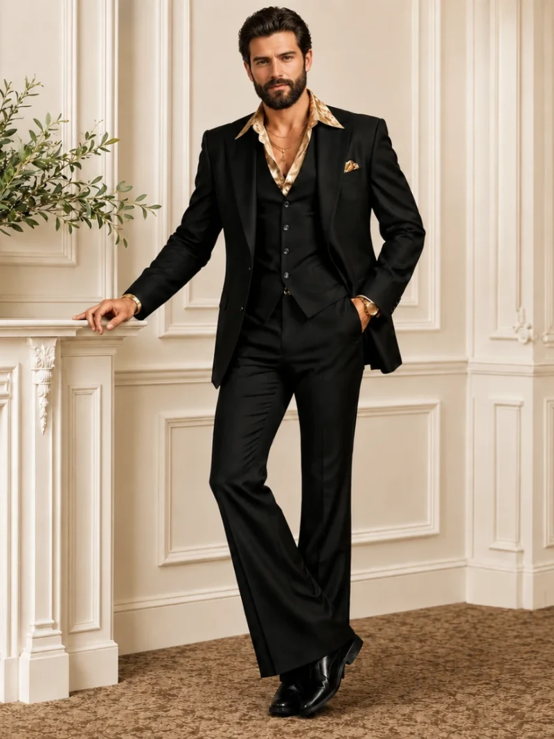 Shop 70s Men’s Black 3 Piece Suit