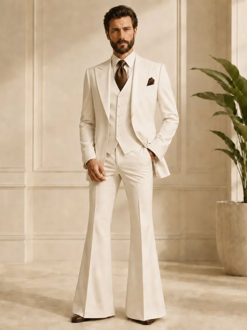 Shop 90s Vintage Style Cream 3 Piece Suit